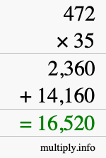 How to calculate 472 times 35 using long multiplication How to calculate 472 times 35 using long multiplication