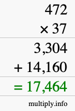 How to calculate 472 times 37 using long multiplication