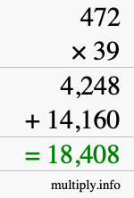 How to calculate 472 times 39 using long multiplication