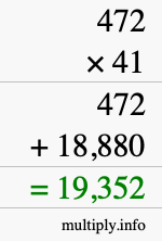 How to calculate 472 times 41 using long multiplication