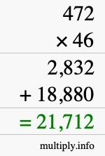 How to calculate 472 times 46 using long multiplication