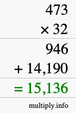 How to calculate 473 times 32 using long multiplication How to calculate 473 times 32 using long multiplication