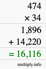 How to calculate 474 times 34 using long multiplication