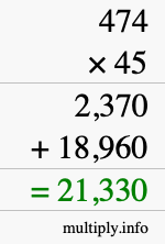 How to calculate 474 times 45 using long multiplication