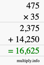 How to calculate 475 times 35 using long multiplication How to calculate 475 times 35 using long multiplication