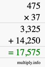 How to calculate 475 times 37 using long multiplication
