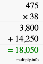 How to calculate 475 times 38 using long multiplication How to calculate 475 times 38 using long multiplication