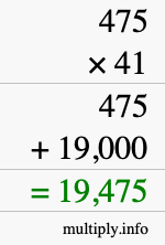 How to calculate 475 times 41 using long multiplication