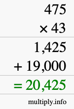How to calculate 475 times 43 using long multiplication How to calculate 475 times 43 using long multiplication