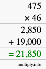 How to calculate 475 times 46 using long multiplication
