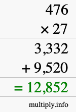 How to calculate 476 times 27 using long multiplication