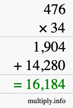 How to calculate 476 times 34 using long multiplication