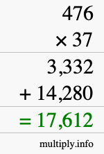 How to calculate 476 times 37 using long multiplication