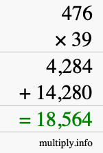 How to calculate 476 times 39 using long multiplication