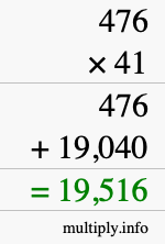 How to calculate 476 times 41 using long multiplication