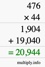 How to calculate 476 times 44 using long multiplication