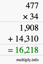 How to calculate 477 times 34 using long multiplication