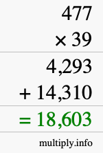 How to calculate 477 times 39 using long multiplication