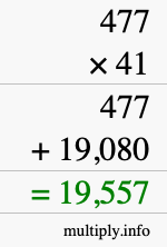 How to calculate 477 times 41 using long multiplication