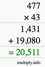 How to calculate 477 times 43 using long multiplication How to calculate 477 times 43 using long multiplication