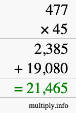 How to calculate 477 times 45 using long multiplication