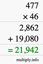 How to calculate 477 times 46 using long multiplication