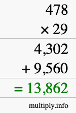 How to calculate 478 times 29 using long multiplication How to calculate 478 times 29 using long multiplication