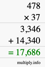 How to calculate 478 times 37 using long multiplication