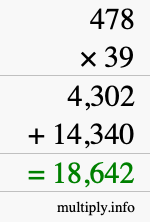 How to calculate 478 times 39 using long multiplication