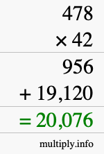 How to calculate 478 times 42 using long multiplication