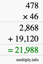 How to calculate 478 times 46 using long multiplication