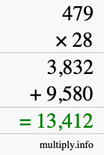 How to calculate 479 times 28 using long multiplication