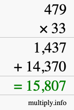 How to calculate 479 times 33 using long multiplication