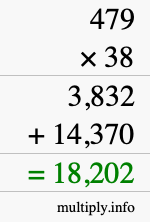 How to calculate 479 times 38 using long multiplication
