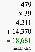 How to calculate 479 times 39 using long multiplication
