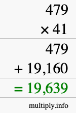 How to calculate 479 times 41 using long multiplication