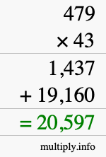 How to calculate 479 times 43 using long multiplication How to calculate 479 times 43 using long multiplication