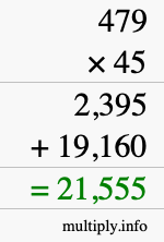 How to calculate 479 times 45 using long multiplication