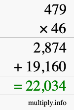 How to calculate 479 times 46 using long multiplication