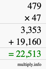 How to calculate 479 times 47 using long multiplication
