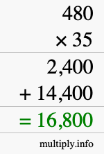 How to calculate 480 times 35 using long multiplication How to calculate 480 times 35 using long multiplication