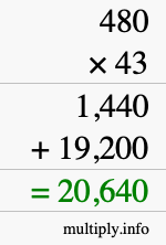 How to calculate 480 times 43 using long multiplication How to calculate 480 times 43 using long multiplication