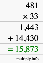 How to calculate 481 times 33 using long multiplication
