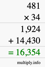 How to calculate 481 times 34 using long multiplication