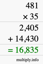 How to calculate 481 times 35 using long multiplication How to calculate 481 times 35 using long multiplication