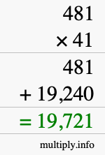 How to calculate 481 times 41 using long multiplication