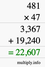 How to calculate 481 times 47 using long multiplication