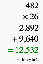 How to calculate 482 times 26 using long multiplication How to calculate 482 times 26 using long multiplication