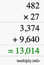 How to calculate 482 times 27 using long multiplication How to calculate 482 times 27 using long multiplication