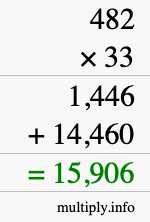 How to calculate 482 times 33 using long multiplication